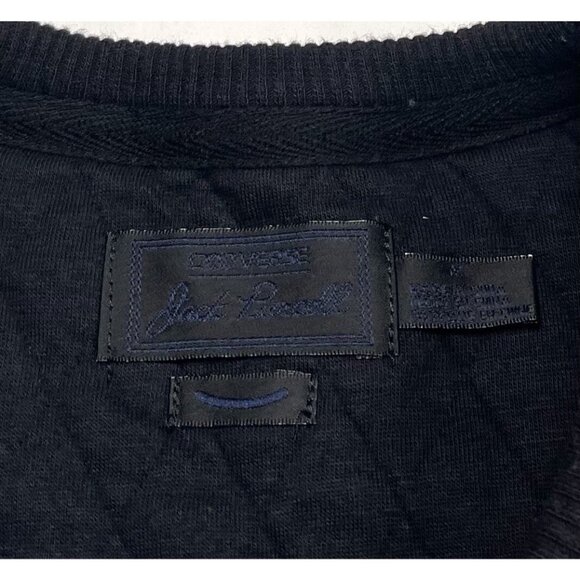 CONVERSE x Jack Purcell Mens MEDIUM Black Quilted L/S Pullover SWEATSHIRT EUC - Picture 7 of 9